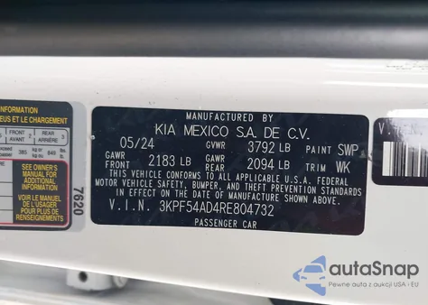 2024 Kia Forte Gt-Line from USA, damaged, VIN 3KPF54AD4RE804732